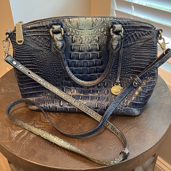 Brahmin Blue Croc Embossed Satchel - Picture 1 of 7